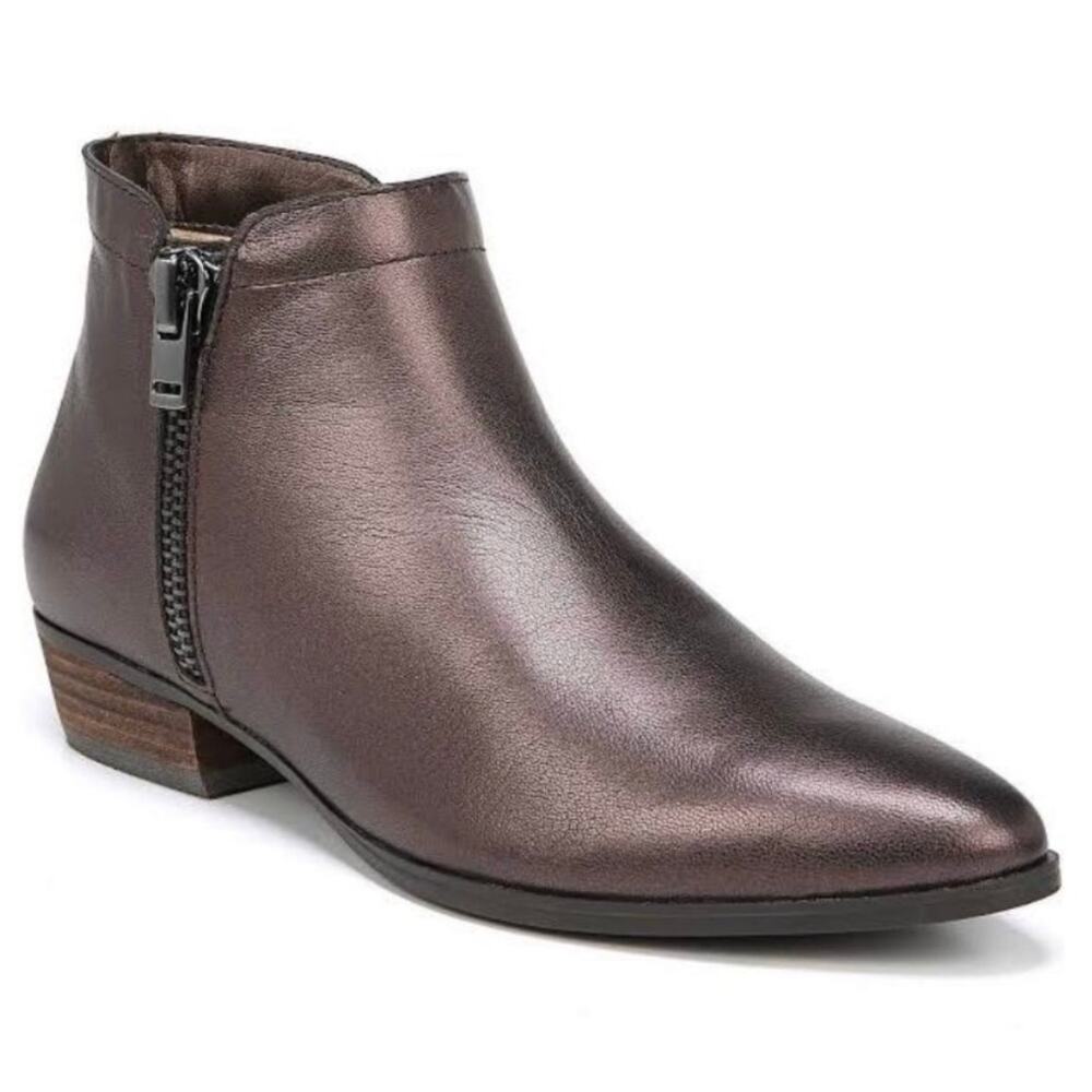 Naturalizer size 7W (WIDE) Blair Metallic Bronze Leather Ankle Boots